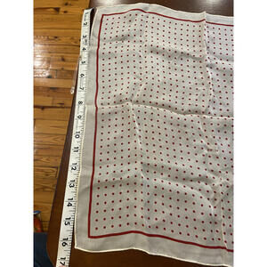 Ralph Lauren Silk Pocket Square | White & Red Polka Dot | Made in Japan | 16"